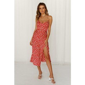 Hello Molly Happy Honeymoon Red Sleeveless Midi Dress P 5011